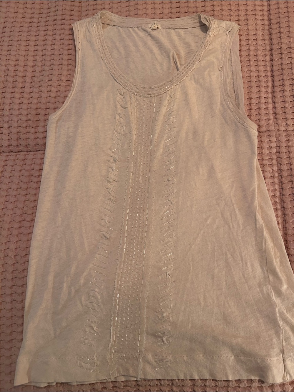 J.Crew Embellished Sleeveless Tank Top | Medium | Ivory/Cream